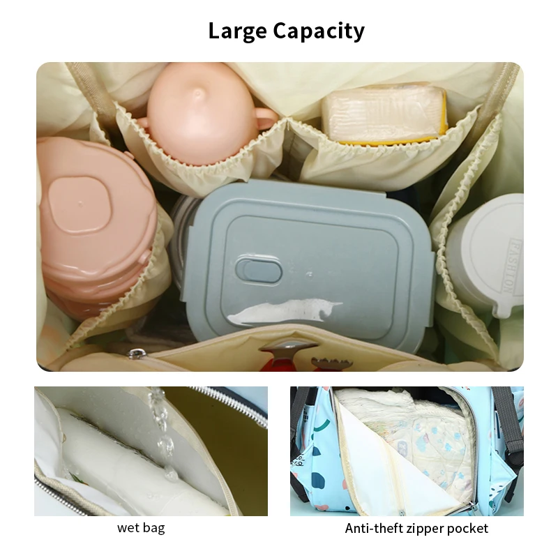 Custom new Usb luxury foldable travel women cute portable organizer mommy nappy baby care wet bags backpack maternity diaper bag