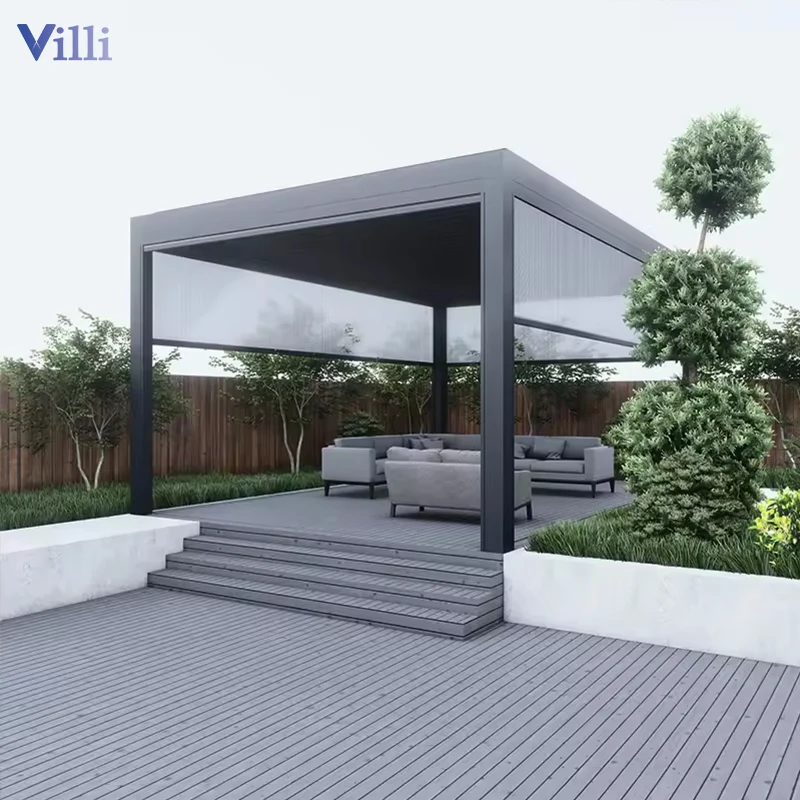 Luxury Patio Adjustable Pergolas Bioclimatique Pavilion Outdoor Waterproof Aluminum Gazebo Louver Pergola