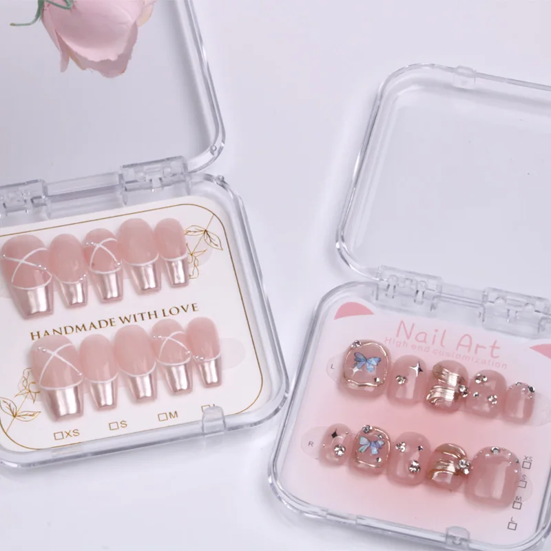 TSZS High Quality Press on Nails Empty Packaging Box Customized Logo Storage Display Box Nail Boxes for Press on Nails