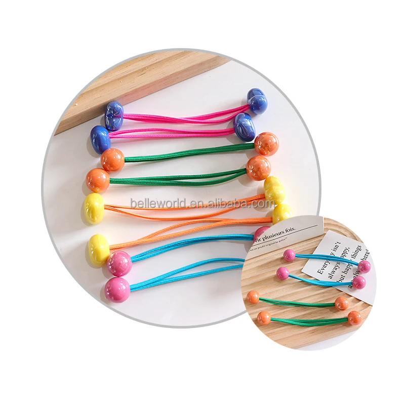 BELLEWORLD factory 10pcs/set Korean cintas para el pelo hair band kids double ball hair balls hair tie for girls accessories
