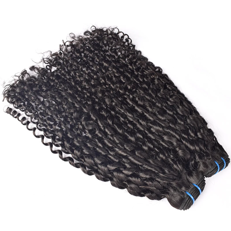 RXHAIR Wholesale  Natural Black Raw Virgin Human Peruvian Bouncy Curly Hair Weave Bundles Human Hair