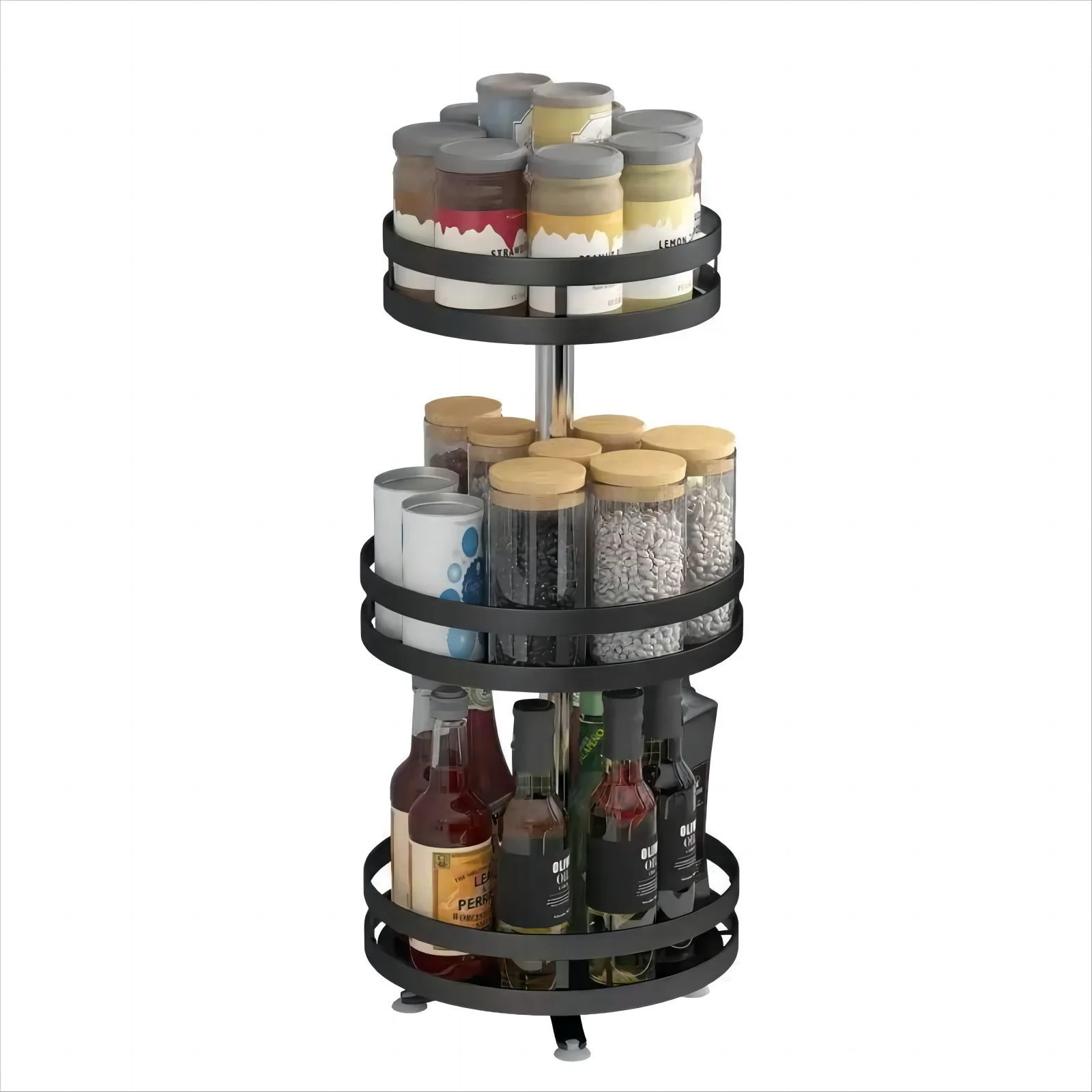 Kitchen Utensils Rotatable Spice Jar Container Easy to Pick up Stable Seasoning Bottles Rack Countertop Storage Shelf