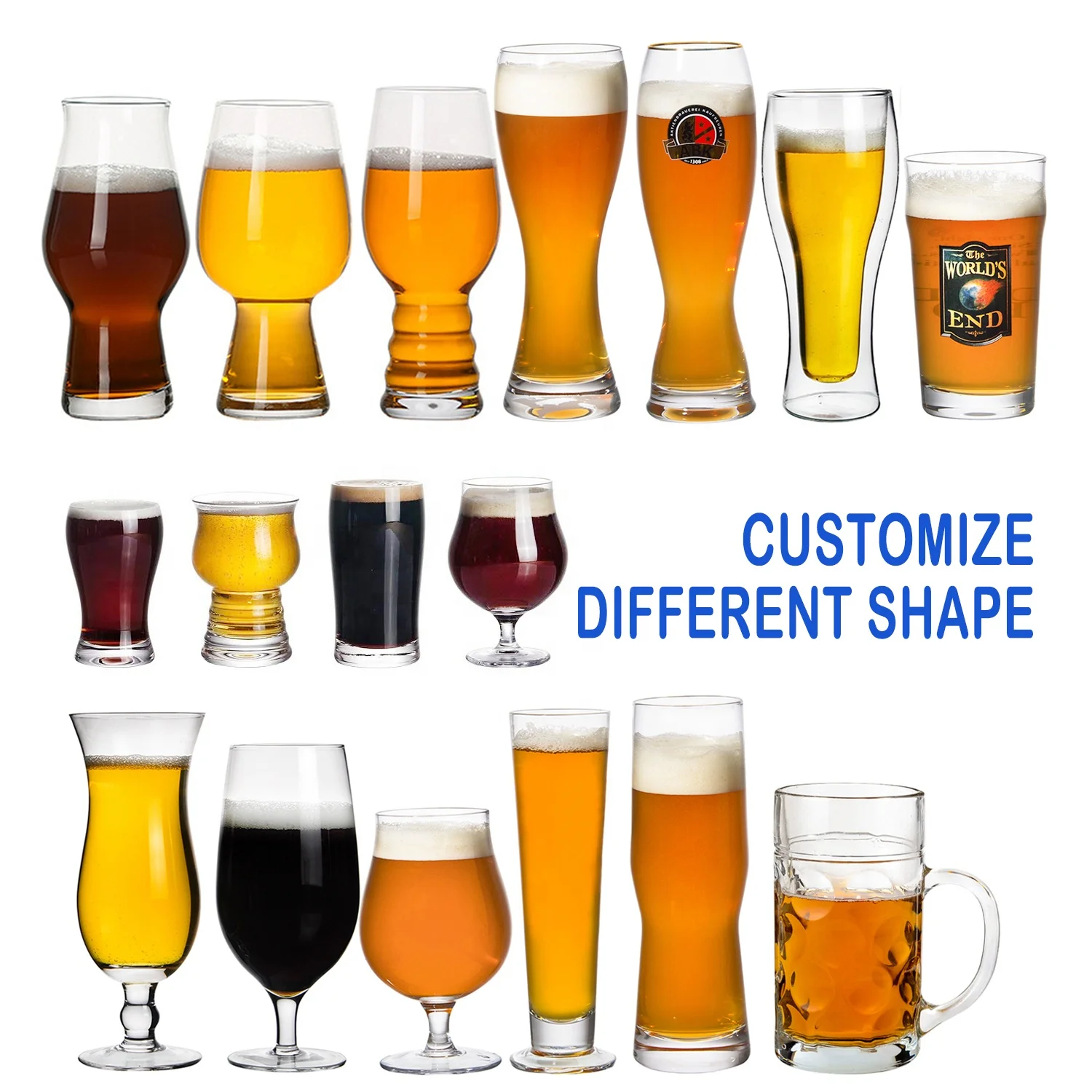 Customized hand blown crystal glass Tall Bar cocktail Juice beverage Pilsner glass Beer Glasses Cup