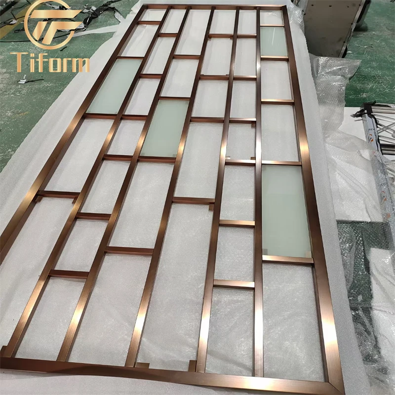 
Customized Size Design Luxury Hotel Lobby Use Stainless Steel Screen Laser Cut Metal Room Divider 