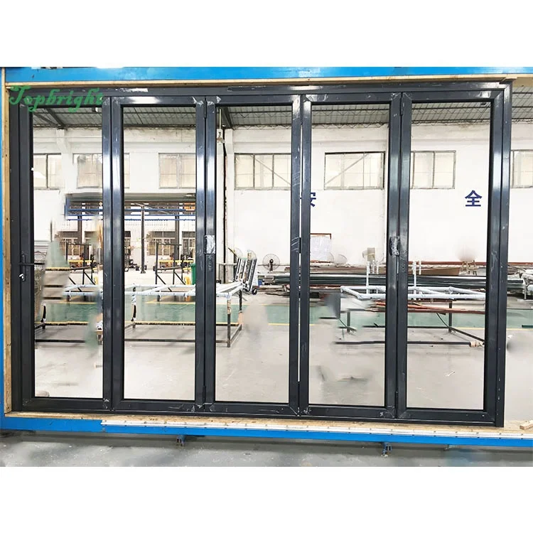 Easy Installation Lowes Glazing Design Mosquito Net Aluminum Bifolding Doors Patio Doors Glass Foldable Modern Bi fold Door