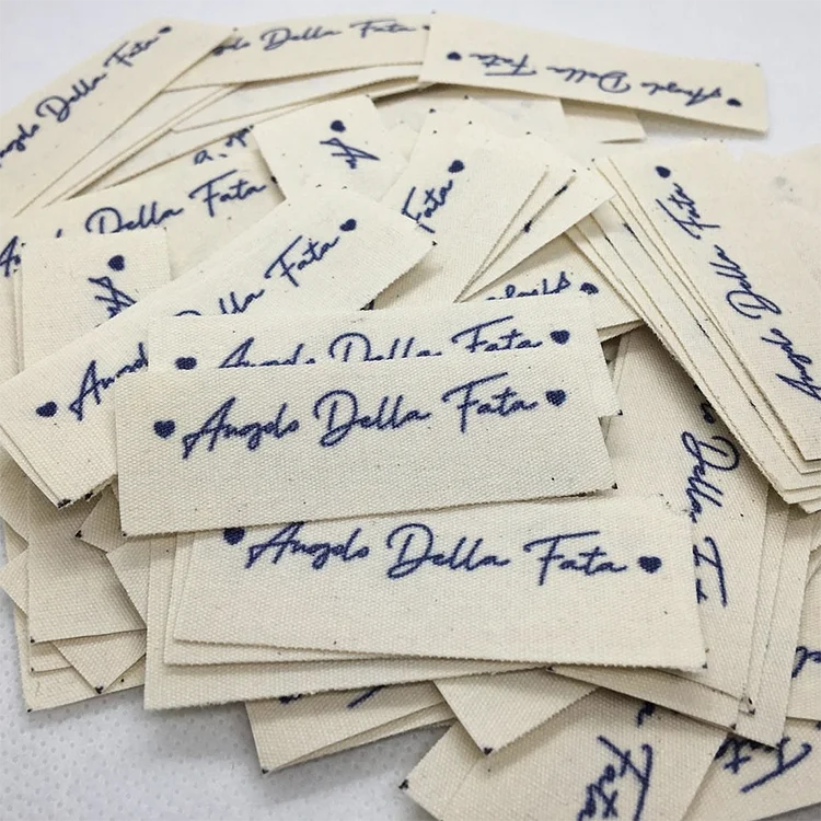 Organic Cotton Fabric Clothing Garment Silk Screen Cotton Printed Woven Tag Labels For Clothes