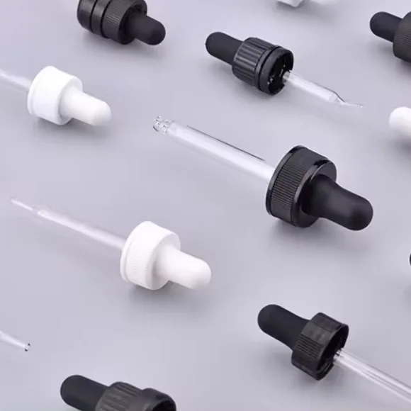18mm 20mm dropper cap with customized rubber plastic teat glass dropper for essential oil bottle