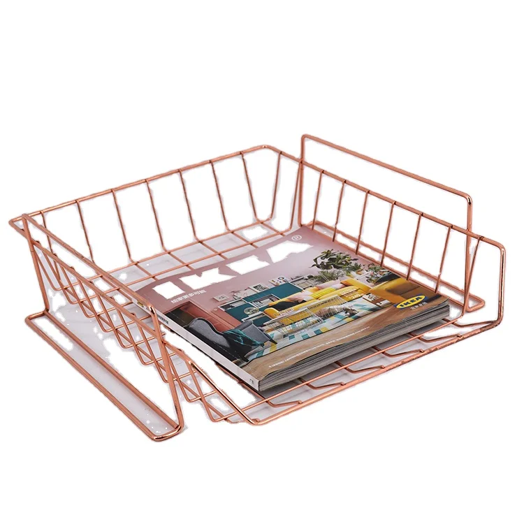 Органайзер из розового золота для стола, подставка для файлов для школы и офиса