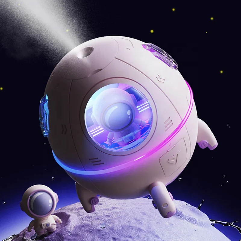 CE ROHS 220ml ultrasonic rechargeable astronauts portable mini humidifier with night lamp