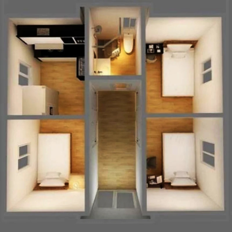 2 Bedrooms and 1 Bathroom Hotel Design Expandable Option on Sale Luxury 20/40ft Prefab Flat Pack Container House