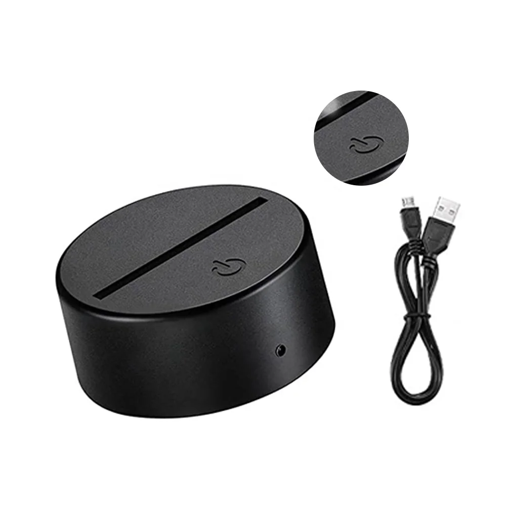 LED Lamp Bases for 3D Led Night Light ABS Acrylic Black 3D LED Lamp Night Light Touch Base with USB Cable and Remote Control