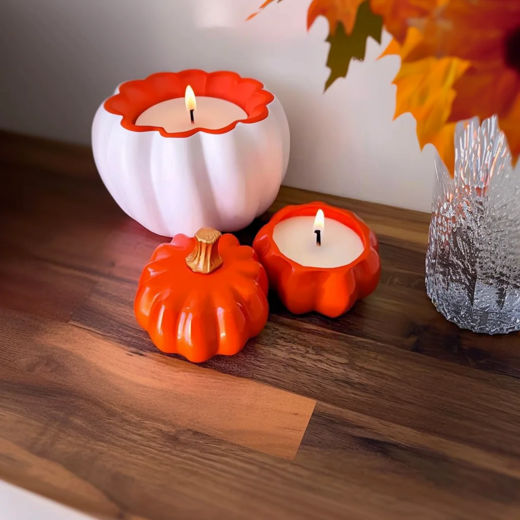 Halloween Pumpkin Cozy Bakery Fragrance Fall Candle in Aesthetic Ceramic Pumpkin Jar for Halloween Home Decoration