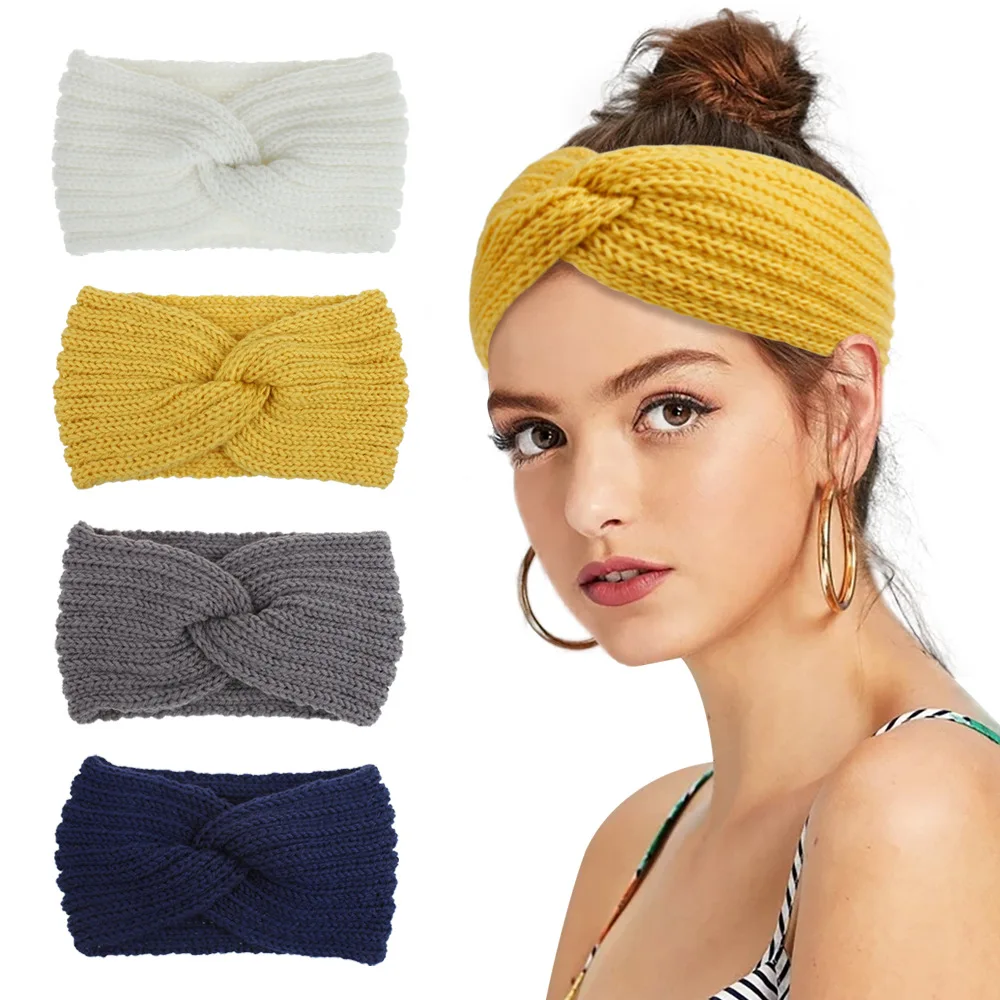 Outdoor activities RPET basic casual wear seamless headband cheap elastic knit headbands