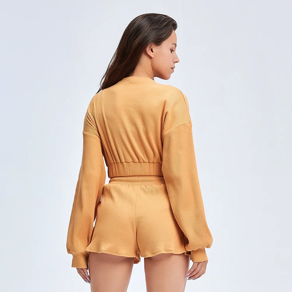 ropa deportiva mujer Oem Track Suit 2 Pieces Fitness Training Sets Crop Top Women Gym Fitness Sports Workout Sweatsuit