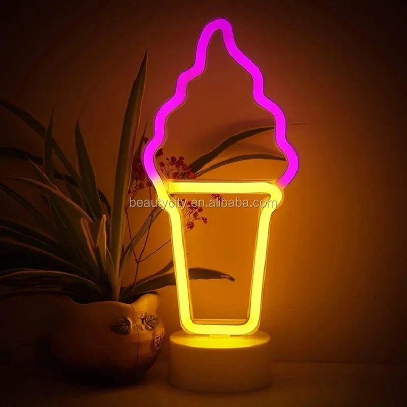 Custom Outdoor Wall Light Ice Cream Shape Led Neon Lights Night Lamp For Home Club Room Wedding Decoration Neon Sign