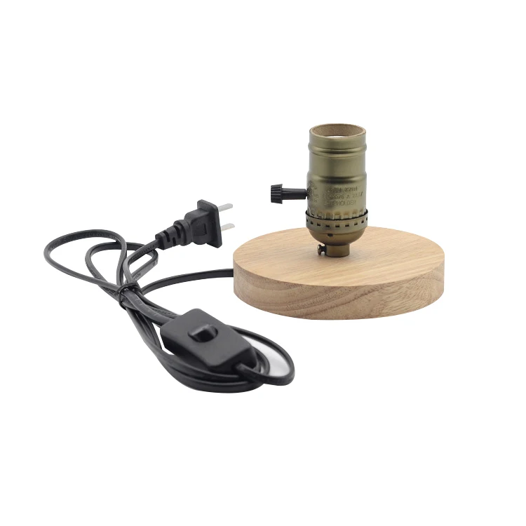 Винтажный круглый алюминиевый держатель для лампы с деревянным основанием, настольная лампа, маленькие настольные лампы, ночник