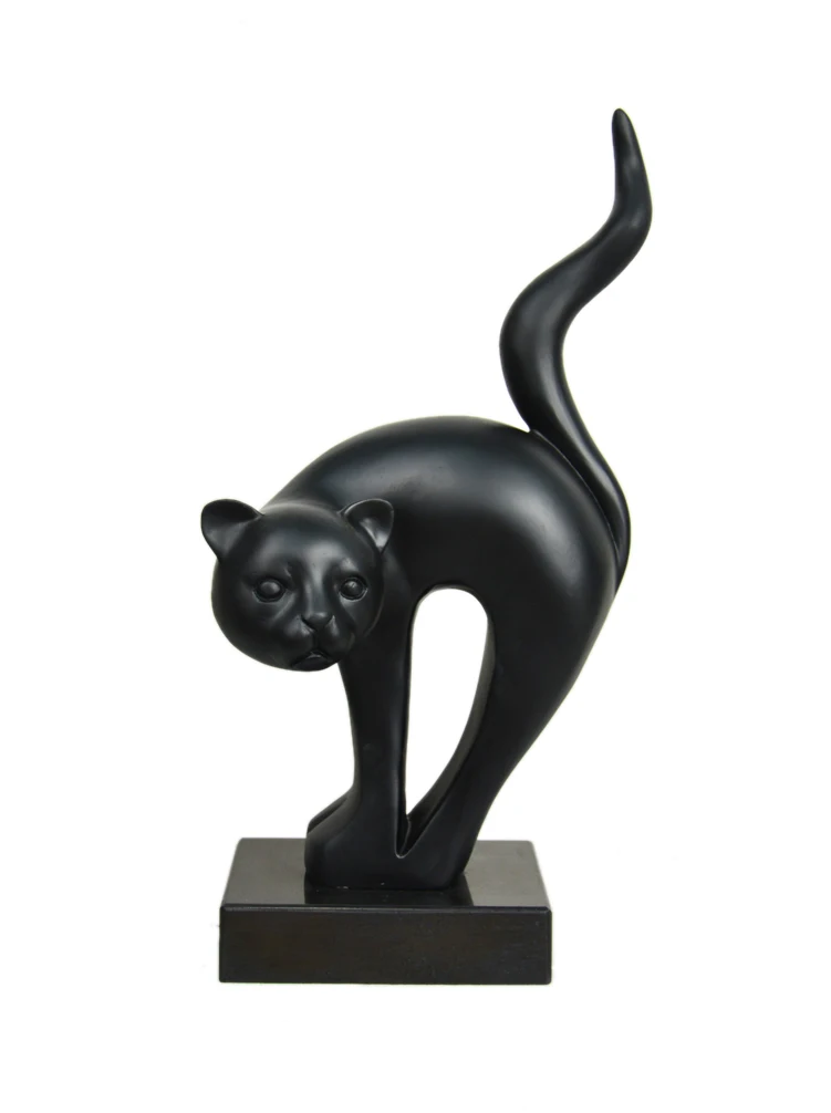 Home Office Cabinet Desk Office Animal Artwork Decoration Crafts Resin Black Cat Statue Home Decor