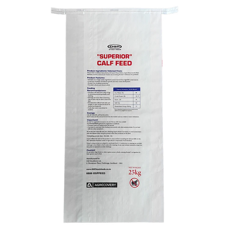 Factory wholesale 10kg 25kg 50kg portable laminated PP woven sack bag for cereal feed fodder rice packing with easy opening