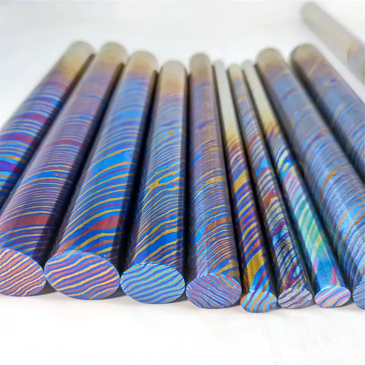 Mokuti Timascus billet Titanium Damascus Rod Bar And Plate Stock For Sale Price Per Kg Exporter In China