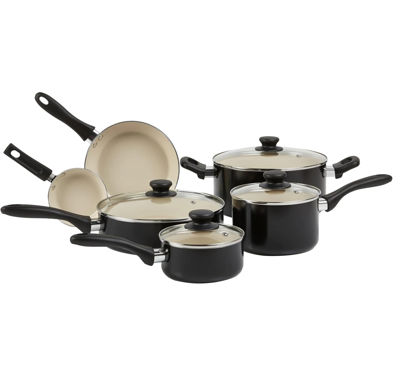 New products 10 pieces pot set black granite cookware set ceramic non stick coating sauce pan stock pot frying pan wholesale OEM