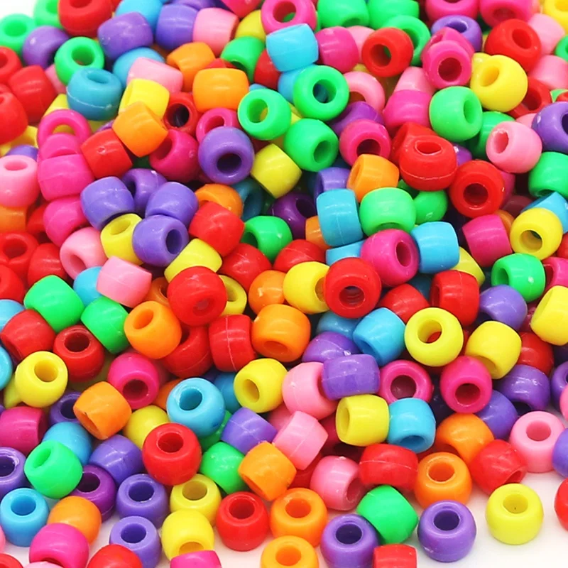 Wholesale 4*9mm Plastic Pony Beads Loose Large Hole Beads For Jewelry Making DIY Toy