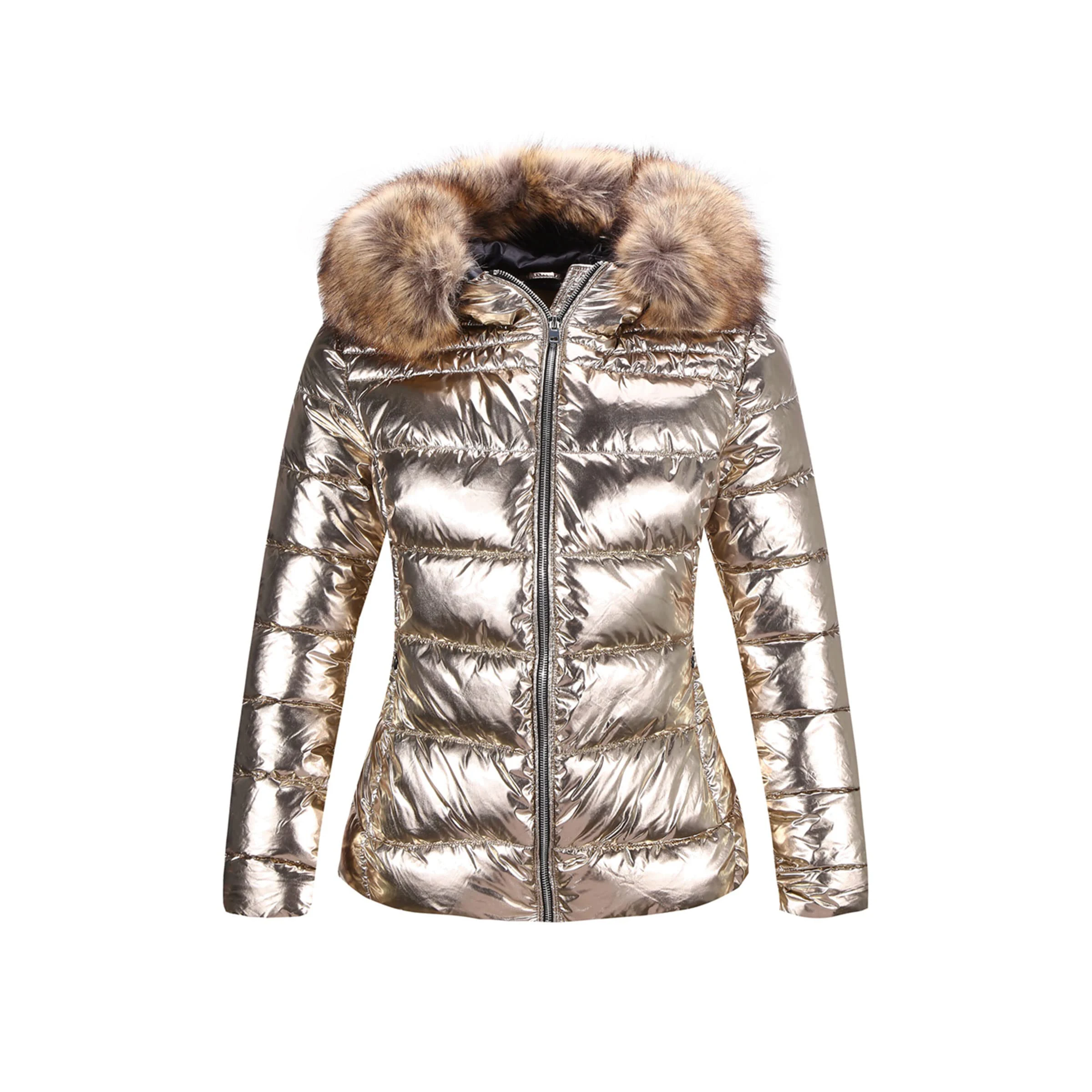 Womens Lightweight Puffer Jacket, Winter Coats for Women Warm Quilted Bubble Padded Hood Coat with Faux Fur Collar
