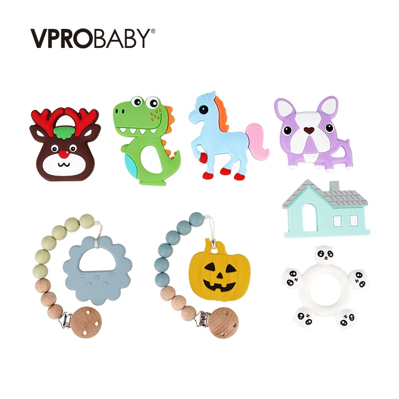 Wholesale In stock BPA free food grade silicone wooden baby wooden teether toy 6 to 12 months