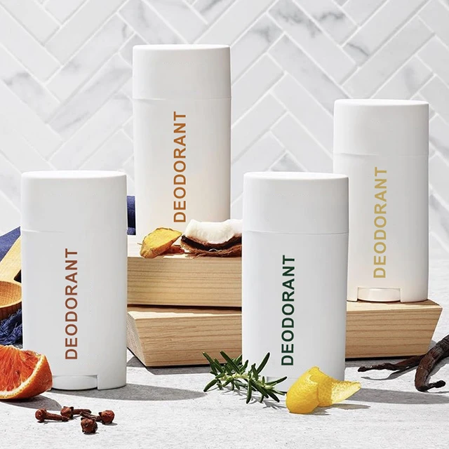 White 20g 50g Oval Flat Twist Up PCR RPP PP Sunblock Deodorant Stick Packaging Container Plastic Body Balm Bottle