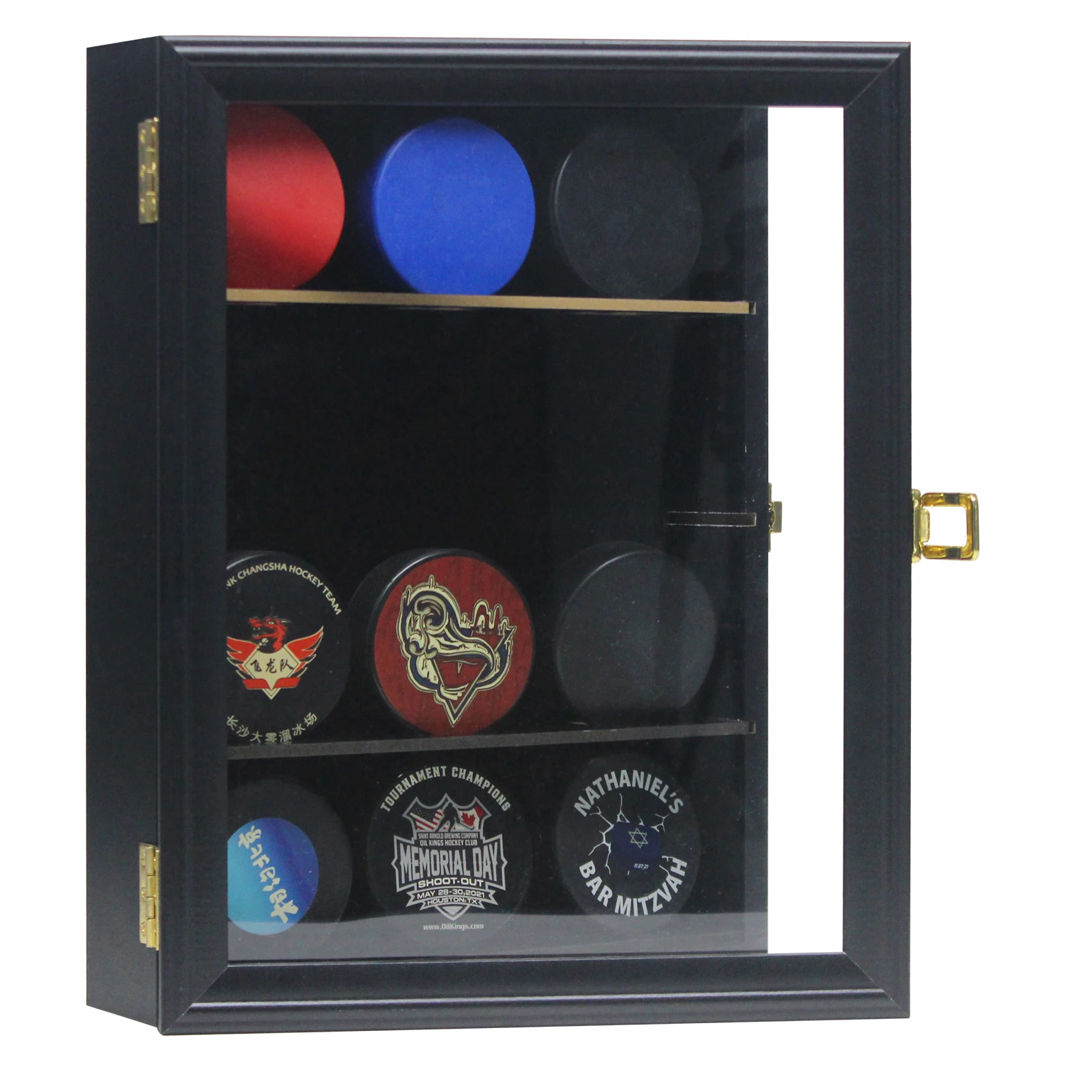 Hockey Puck Display Case With Lockable Acrylic Door Hockey Display Case 4 Rows Puck Holder Wall Cabinet Shadow Box