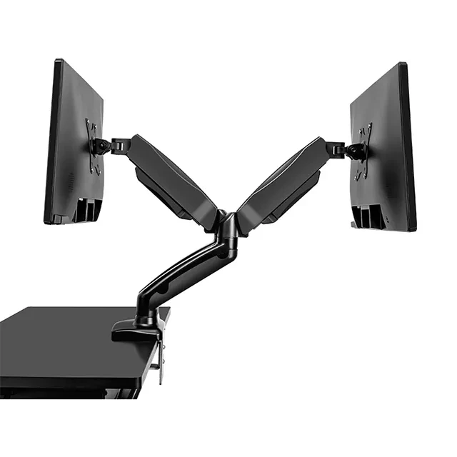 MA08-02 Height Adjustable Gas Spring Double Monitor Mounting Arm, Dual Monitor Arm, Dual Monitor Stand Mount for 13-32 inch