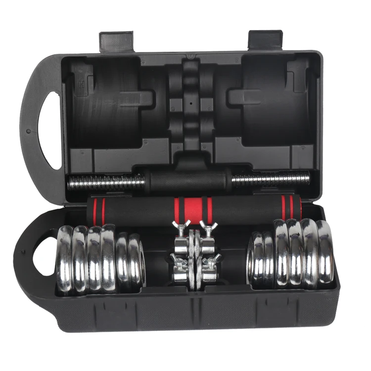 Hot Sale Cheap Gym Home Fitness 20KG Electroplate Cast Iron Weights Adjustable Dumbbell Set