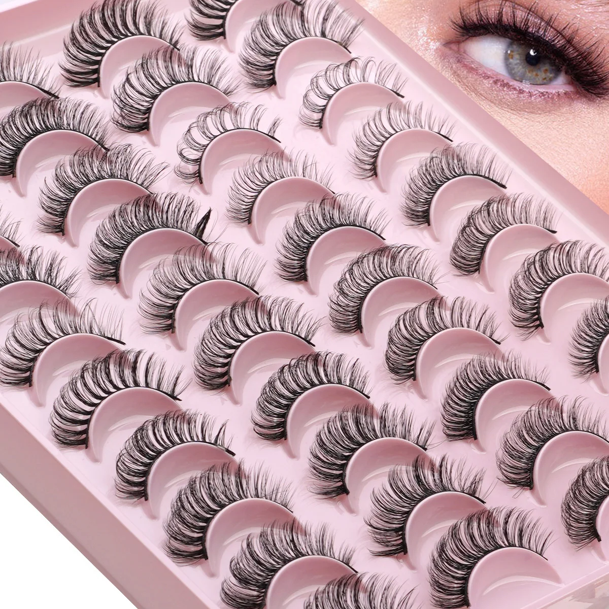 Wholesale Factory Price Fake Eyelashes c/d Russian Curl 20 Pairs Cheap Bulk False Faux Mink Eyelashes