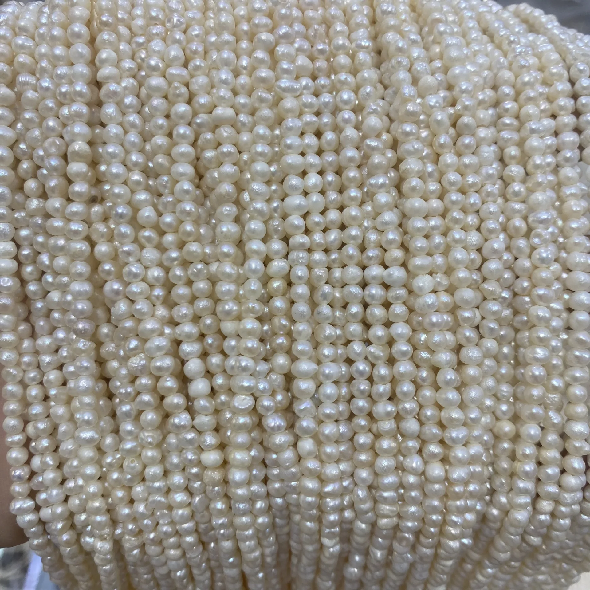 3-4mm Natural Freshwater Pearl Strong Light Onion Oval near round Less Flaw DIY Necklace Bracelet Accessories