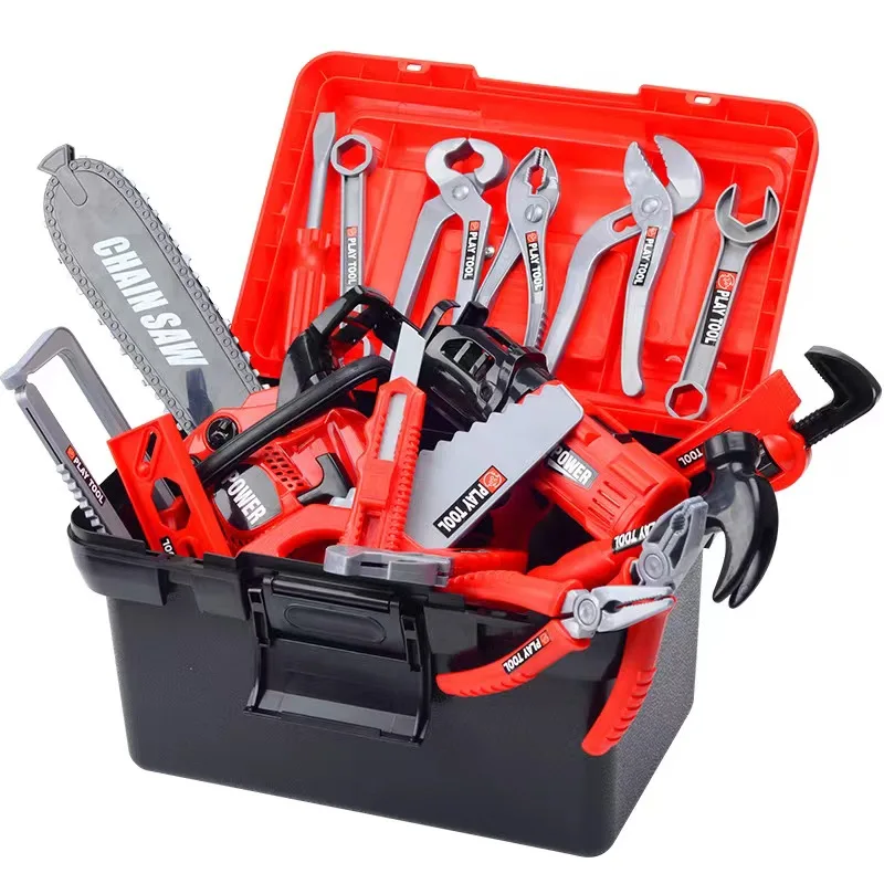 Tool Set with Tool Box & Electronic Toy Drill, Pretend Play Kids Construction Kits for Kids Ages 3-5 Years Old, Toddler Boy Toys