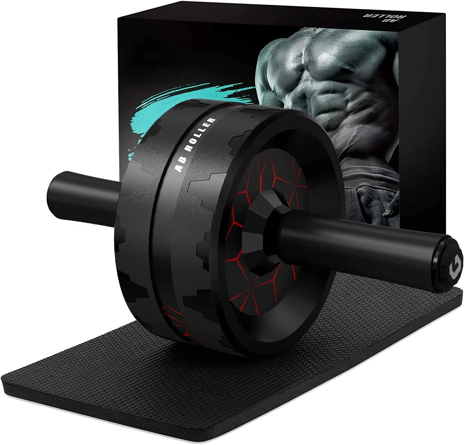 Home Office Gym Fitness Exercises Ab Abdominal Wheel Roller for with Knee Pad Jump Rope