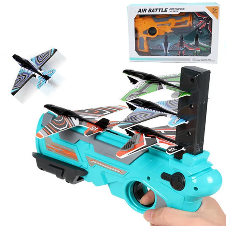 
New style kids educational toys outdoor catapult foam plane guns toy for boys 