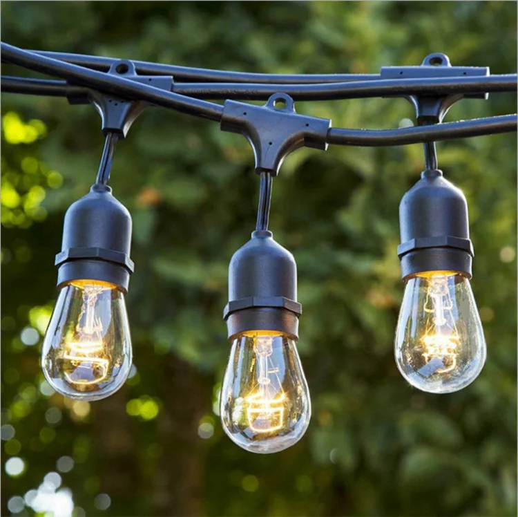 10M 10 Bulbs Hanging Model S14 War,m White LED Solar Powered Festoon Lights IP65 Waterproof Outdoor Indoor Use