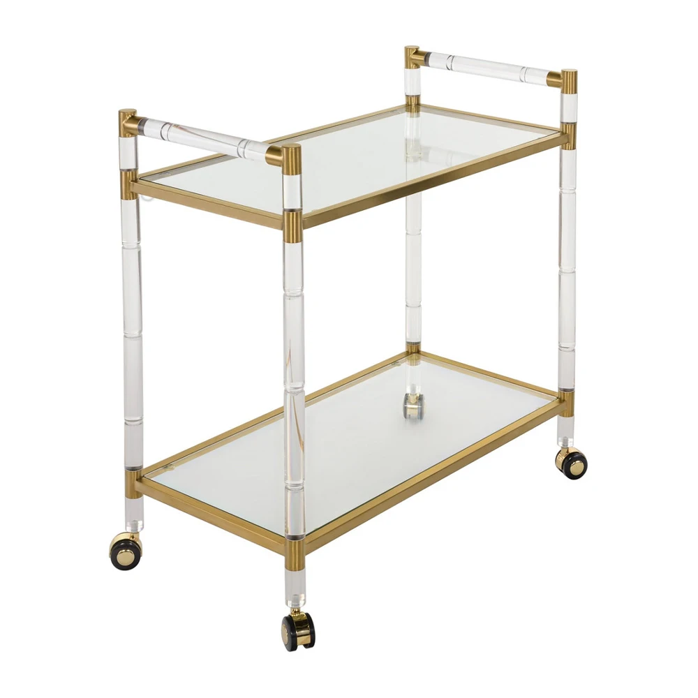 Factory Wholesale Stainless Steel Trolley Hotel Restaurant Service Delivery Move Car Transparent Double Acrylic Trolley