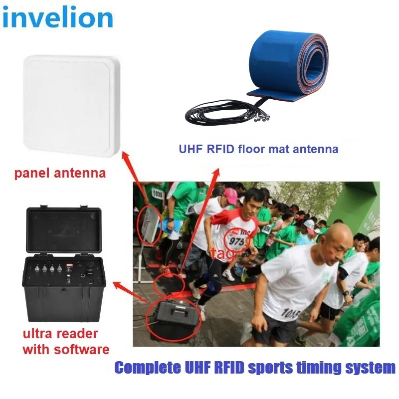 High Gain 7dbi Linear Mat Floor Antenna Waterproof UHF RFID Reader Bibtag Ankle Tag for Sport Timing System Long Range 1-2m 2w