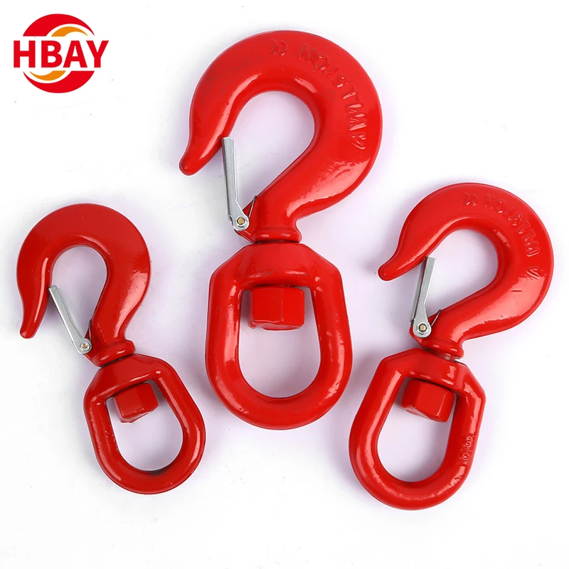 ANYUE 1T Swivel Safety Crane Hook Zinc and Alloy Steel Galvanized Finish for Lifting Heavy Objects in Mining Heavy Industry