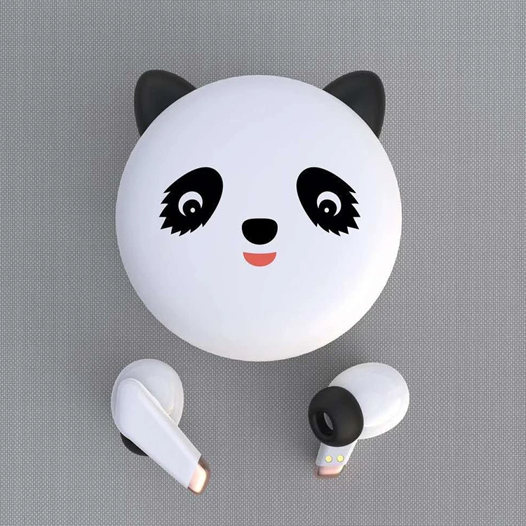 2021 Cute Kawai Kids Earphones Flashing Glowing Cat Tiger Panda Wireless Earphone TWS Promotional Gift Headphone