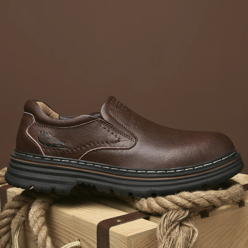 Casual Leather Dress Shoes Oxfords Platform Fashion Work Boots Flat Rubber Sandals Loafers Luxury Office Formal PU Parties