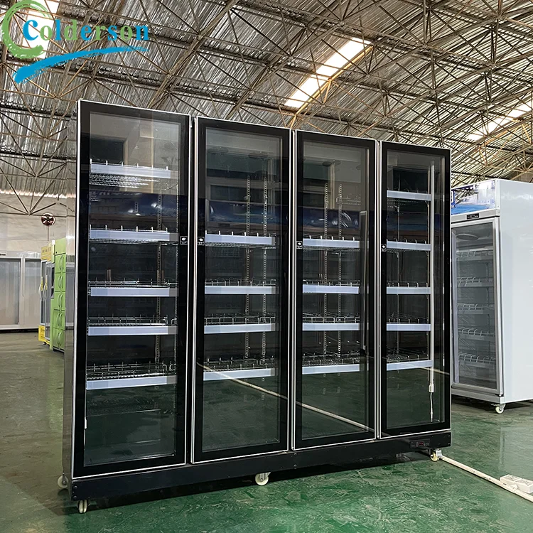 High Quality Fan Cooling Commercial Glass Upright Display bakery display shelves Refrigerator Fridge Showcase