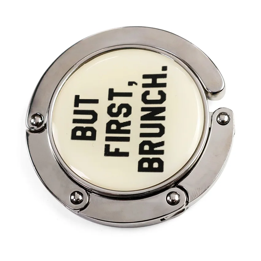 Портативный модный круглый металлический цинковый сплав без рисунка складной крючок с логотипом на заказ вешалка для сумок держатель