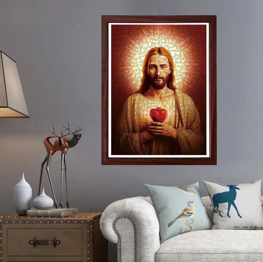 2023 New High Quality Heart Of  Jesus DIY Wooden Puzzle Customized For Adults & Kids 3D Jigsaw Puzzle