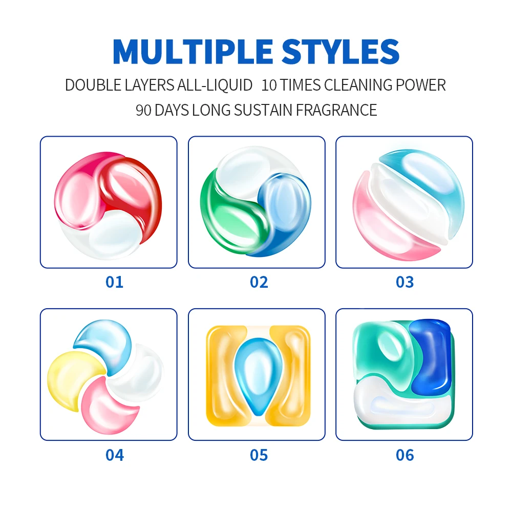 CHANO Factory Direct Sales Double-layer Multi-cavity Washing Liquid Detergent Capsule Active Enzyme Laundry Stain Remover