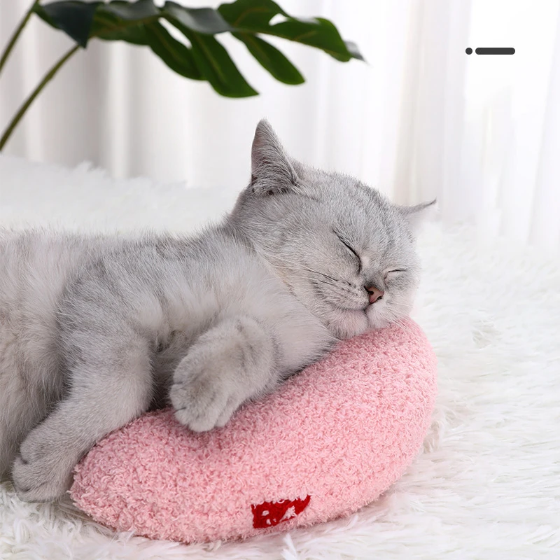Kinning New Design Pet Pillow U Shape Soft and Fluffy Plush Pet Pillow for Cat to Lay On Cat Bed Pillow