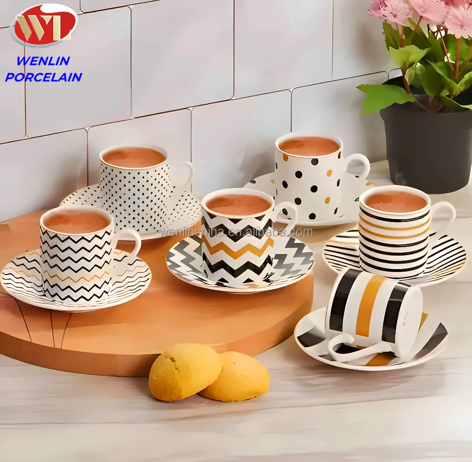 Arabia Luxury Golden Coffee Mugs Cup Saucer Tea Set Style Gift Hight Quality Porcelain Ceramic Plate Habesha Ethiopian Ramadan