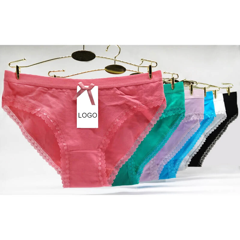 12 Piece=1 Batch Young  Women Fashion Underwear Sexy Breathable Soft Thin  Cotton Girl Lace Panties with bow