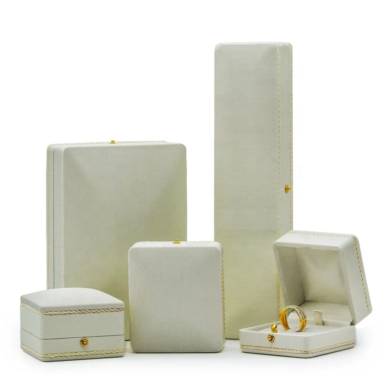 105*153mm interlock fabric and satin jewellery ring and necklace storage boxes jewelry packaging box full set